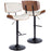 LumiSource Lombardi Adj Barstool, Set/2, Black/Walnut/Cream