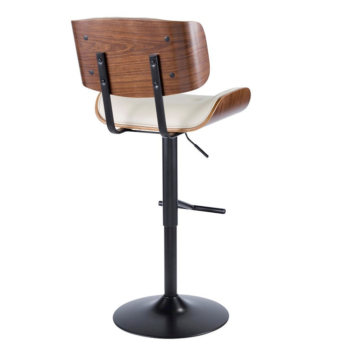 LumiSource Lombardi Adj Barstool, Set/2, Black/Walnut/Cream