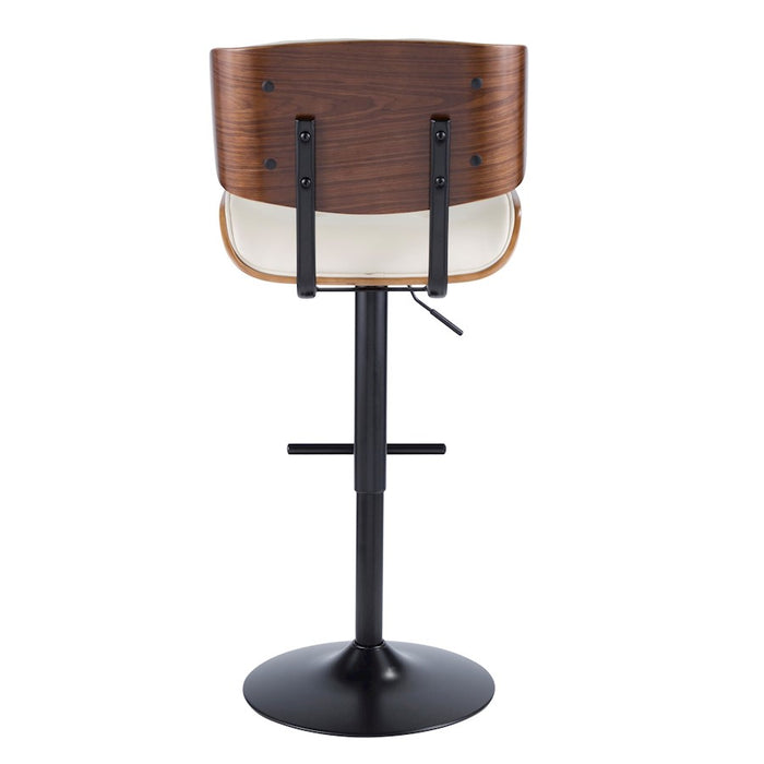 LumiSource Lombardi Adj Barstool, Set/2, Black/Walnut/Cream