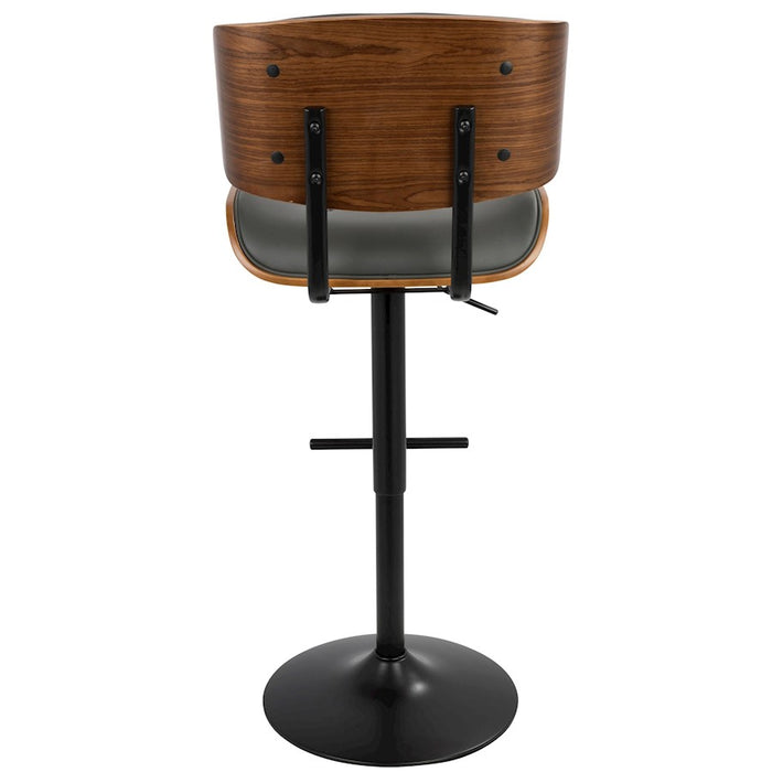 LumiSource Lombardi Adj Barstool, Set/2, Black/Walnut/Grey
