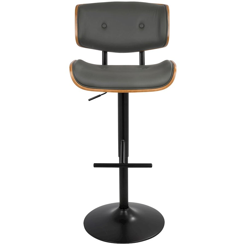 LumiSource Lombardi Adj Barstool, Set/2, Black/Walnut/Grey
