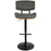 LumiSource Lombardi Adj Barstool, Set/2, Black/Walnut/Grey