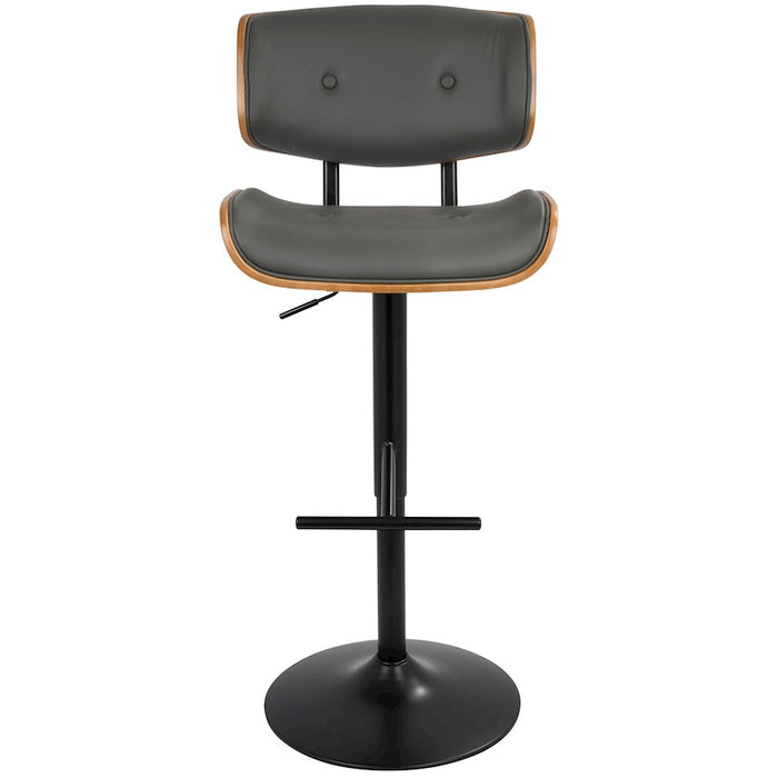 LumiSource Lombardi Adj Barstool, Set/2, Black/Walnut/Grey