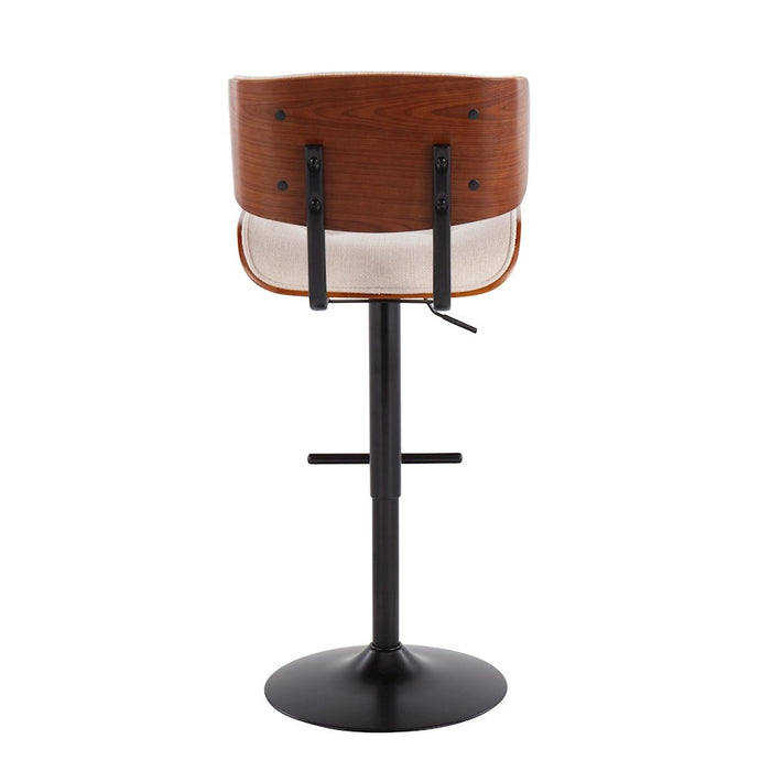 LumiSource Lombardi Barstool, Black/Cream Noise Fabric/Walnut Wood