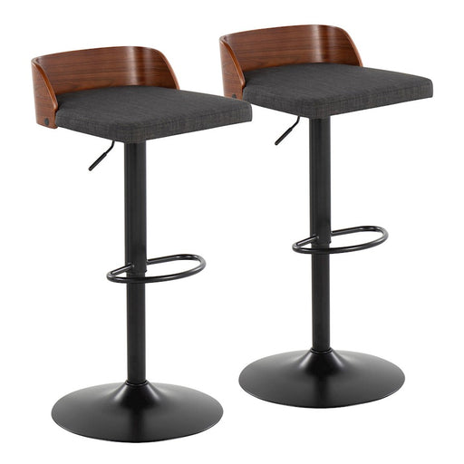LumiSource Maya Barstool, Set/2, Black/Walnut/Charcoal - BS-MAYA2-SWVOVLWLCHAR2