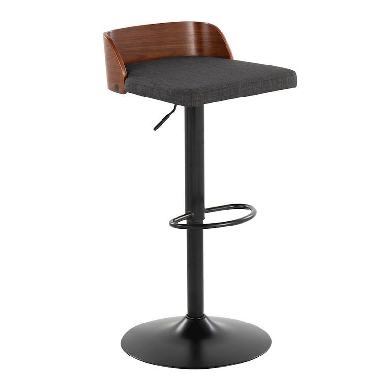 LumiSource Maya Barstool, Set of 2, Black/Walnut/Charcoal