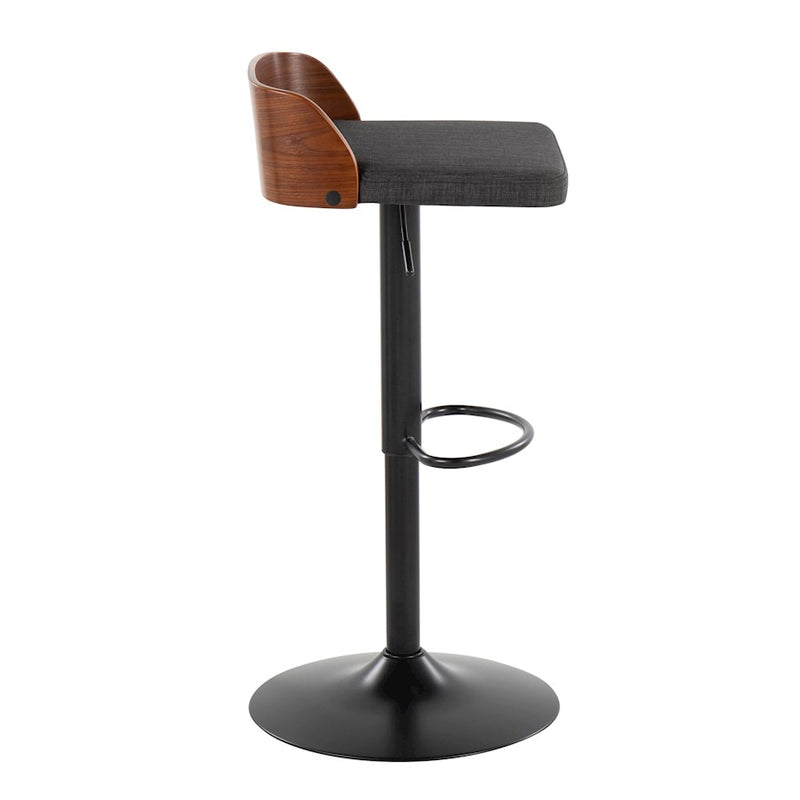 LumiSource Maya Barstool, Set of 2, Black/Walnut/Charcoal