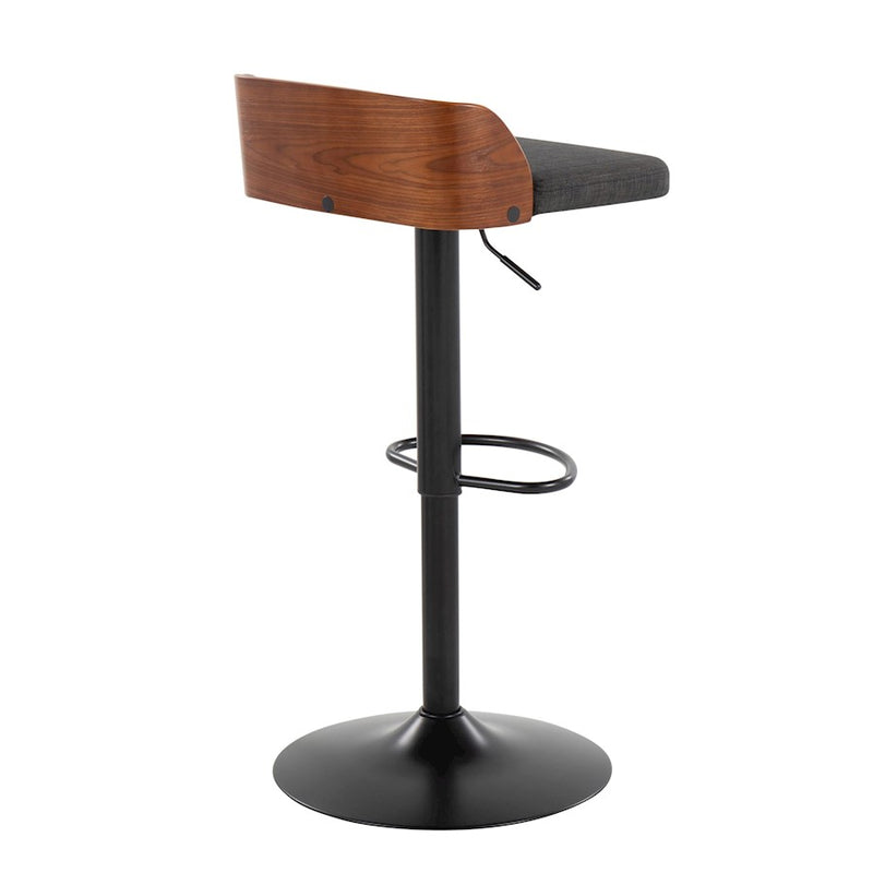 LumiSource Maya Barstool, Set of 2, Black/Walnut/Charcoal