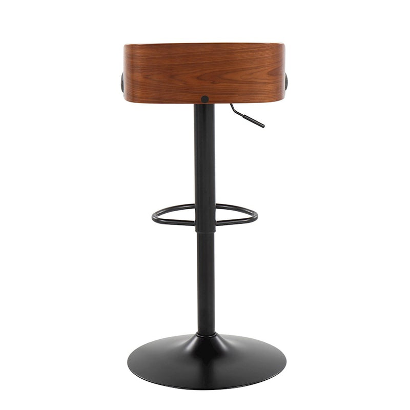 LumiSource Maya Barstool, Set of 2, Black/Walnut/Charcoal