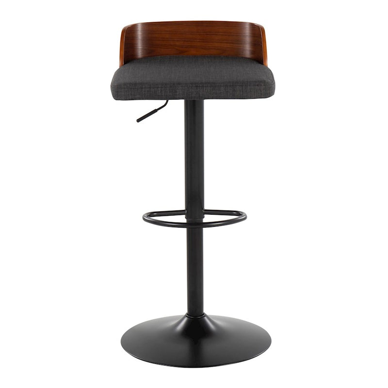 LumiSource Maya Barstool, Set of 2, Black/Walnut/Charcoal