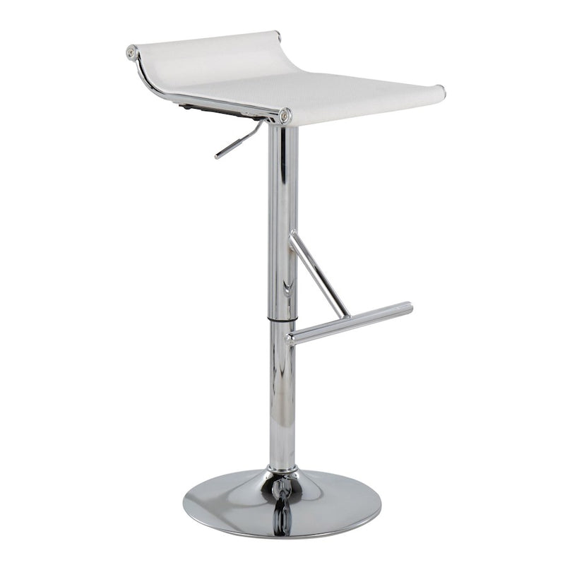 LumiSource Mirage Ale Bar Stool | Chrome and White Mesh | Kitchen Island & Bar Seating | 18 x 16 x 26 in, Adjustable Height | Model BS-MIRALEW