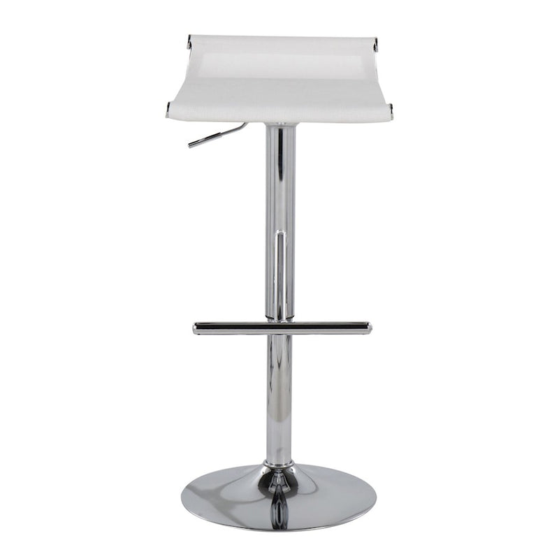 LumiSource Mirage Ale Bar Stool | Chrome and White Mesh | Kitchen Island & Bar Seating | 18 x 16 x 26 in, Adjustable Height | Model BS-MIRALEW