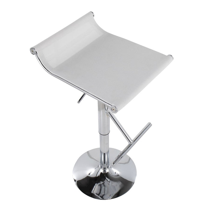 LumiSource Mirage Ale Bar Stool in Chrome/White Mesh