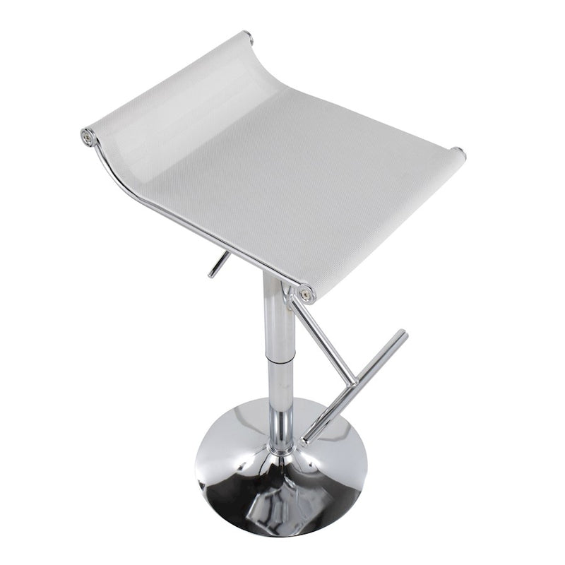 LumiSource Mirage Ale Bar Stool | Chrome and White Mesh | Kitchen Island & Bar Seating | 18 x 16 x 26 in, Adjustable Height | Model BS-MIRALEW