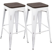 LumiSource Oregon Bar Stool Set of 2 | White and Espresso | Kitchen Counter & Bar Seating | 18 x 18 x 30 in, Fixed Height | Model BS-ORVW-E2
