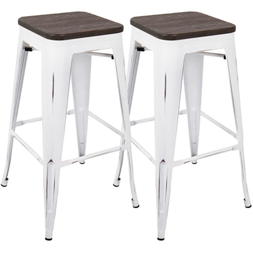 LumiSource Oregon Bar Stool Set of 2 | White and Espresso | Kitchen Counter & Bar Seating | 18 x 18 x 30 in, Fixed Height | Model BS-ORVW-E2