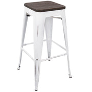 LumiSource Oregon Bar Stool Set of 2 | White and Espresso | Kitchen Counter & Bar Seating | 18 x 18 x 30 in, Fixed Height | Model BS-ORVW-E2