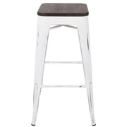 LumiSource Oregon Bar Stool Set of 2 | White and Espresso | Kitchen Counter & Bar Seating | 18 x 18 x 30 in, Fixed Height | Model BS-ORVW-E2