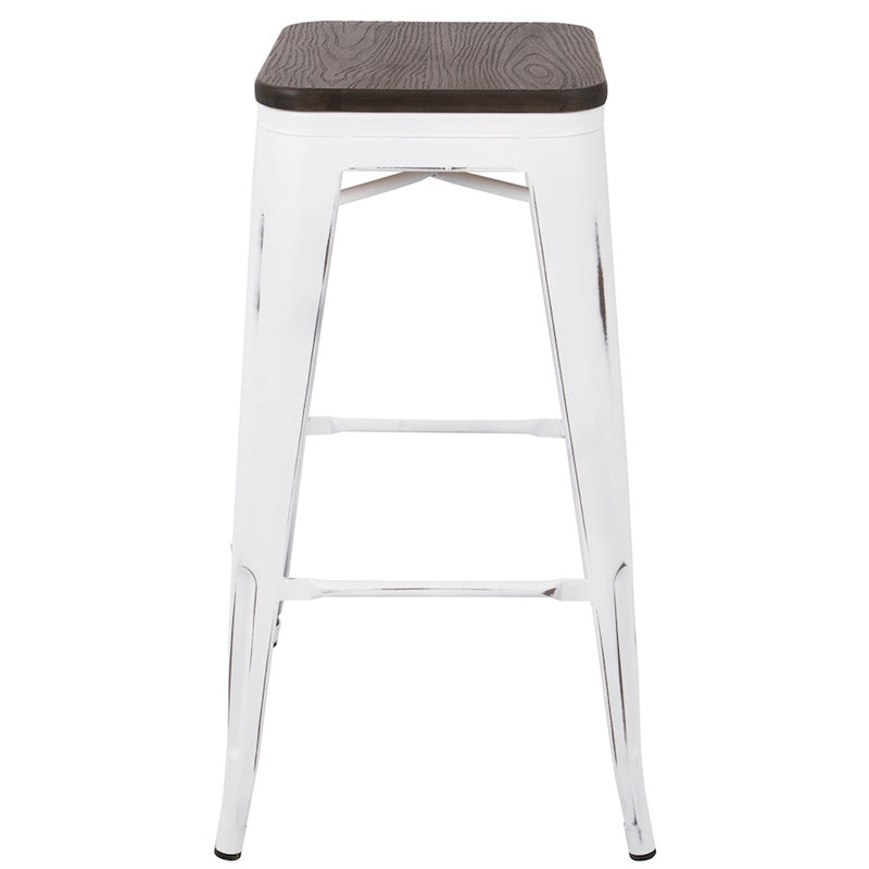LumiSource Oregon Bar Stool Set of 2 | White and Espresso | Kitchen Counter & Bar Seating | 18 x 18 x 30 in, Fixed Height | Model BS-ORVW-E2