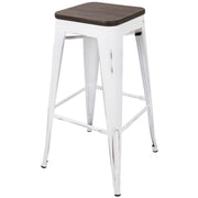 LumiSource Oregon Bar Stool Set of 2 | White and Espresso | Kitchen Counter & Bar Seating | 18 x 18 x 30 in, Fixed Height | Model BS-ORVW-E2