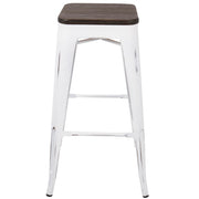 LumiSource Oregon Bar Stool Set of 2 | White and Espresso | Kitchen Counter & Bar Seating | 18 x 18 x 30 in, Fixed Height | Model BS-ORVW-E2