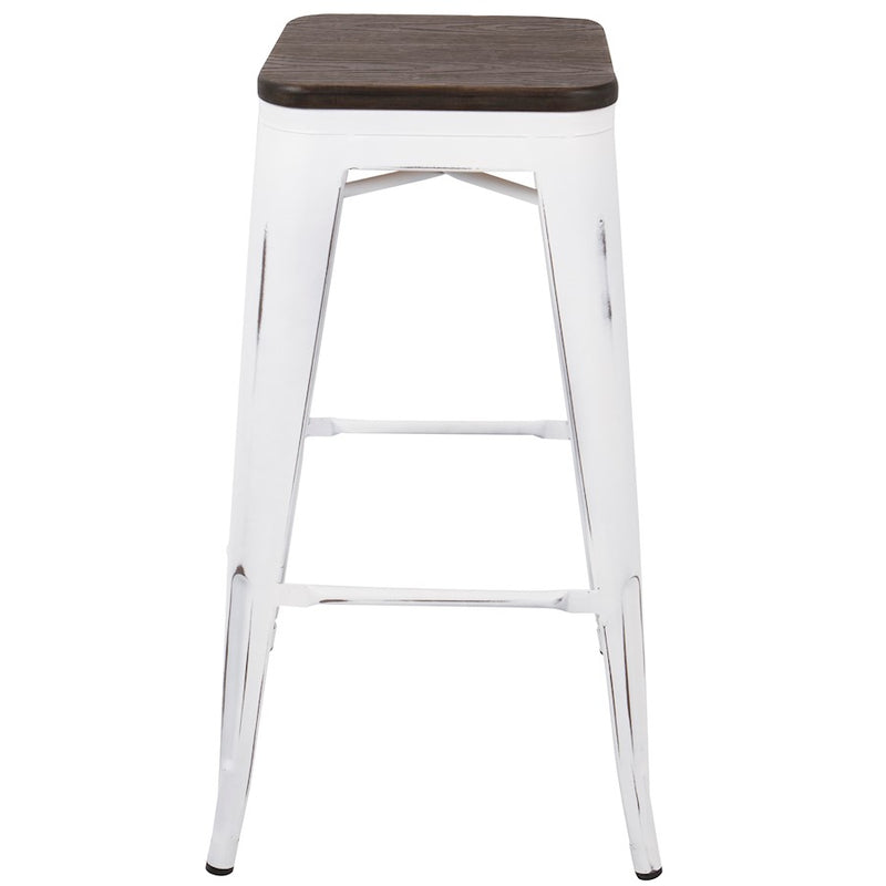 LumiSource Oregon Bar Stool Set of 2 | White and Espresso | Kitchen Counter & Bar Seating | 18 x 18 x 30 in, Fixed Height | Model BS-ORVW-E2