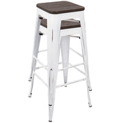 LumiSource Oregon Bar Stool Set of 2 | White and Espresso | Kitchen Counter & Bar Seating | 18 x 18 x 30 in, Fixed Height | Model BS-ORVW-E2