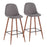 LumiSource Pebble Barstool, Set of 2, Walnut/Charcoal Fabric - BS-PEBWL-CHAR2