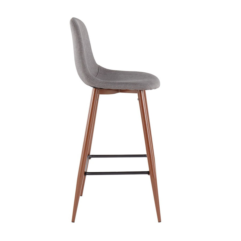 LumiSource Pebble Barstool, Set of 2, Walnut/Charcoal Fabric
