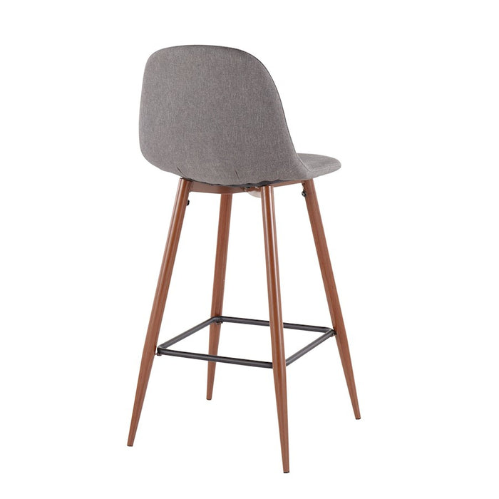 LumiSource Pebble Barstool, Set of 2, Walnut/Charcoal Fabric