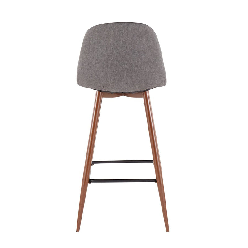 LumiSource Pebble Barstool, Set of 2, Walnut/Charcoal Fabric
