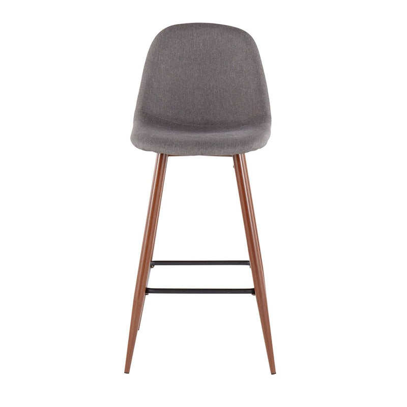 LumiSource Pebble Barstool, Set of 2, Walnut/Charcoal Fabric