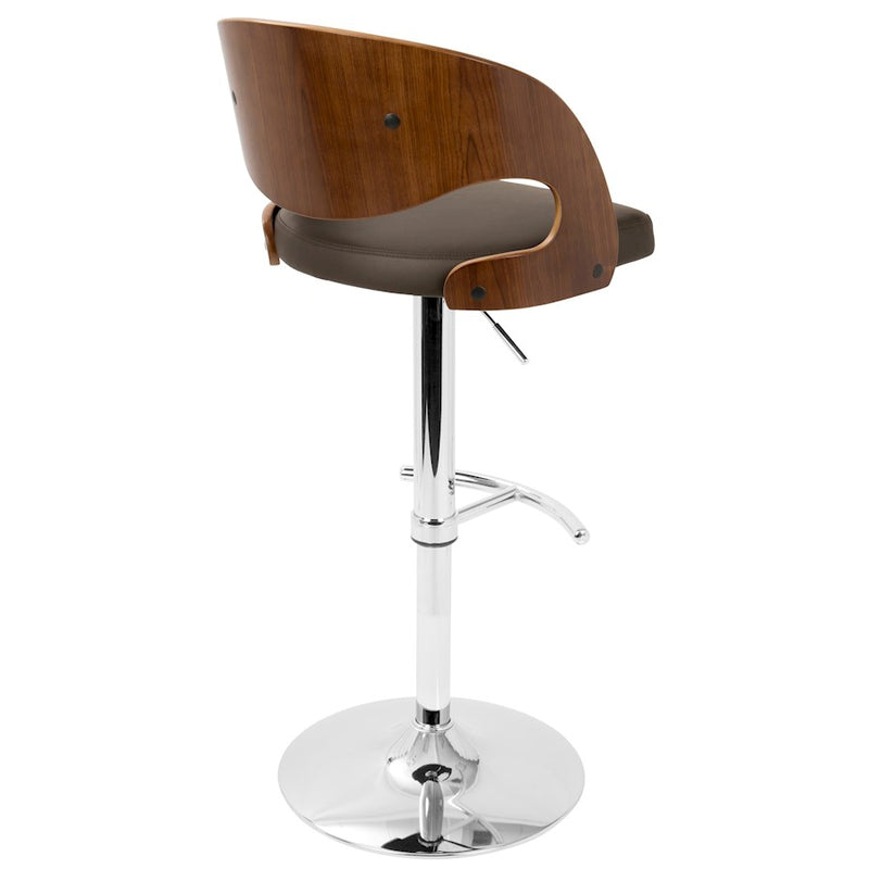 LumiSource Pino Adj Barstool, Set/2, Chrome/Walnut/Brown
