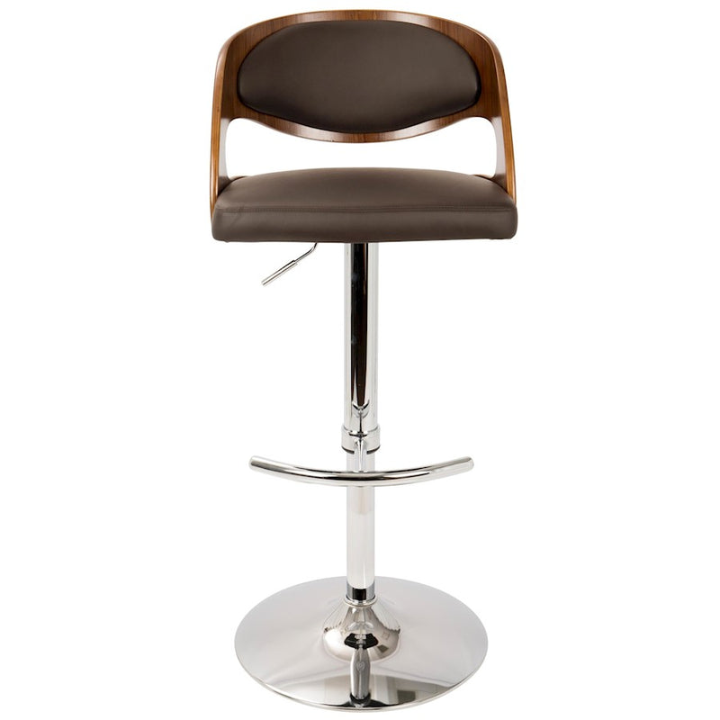 LumiSource Pino Adj Barstool, Set/2, Chrome/Walnut/Brown