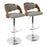 LumiSource Pino Adj Barstool, Set/2, Chrome/Walnut/Grey - BS-PINO2-SWVRTWLGY2