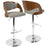 LumiSource Pino Adj Barstool, Set/2, Chrome/Walnut/Grey