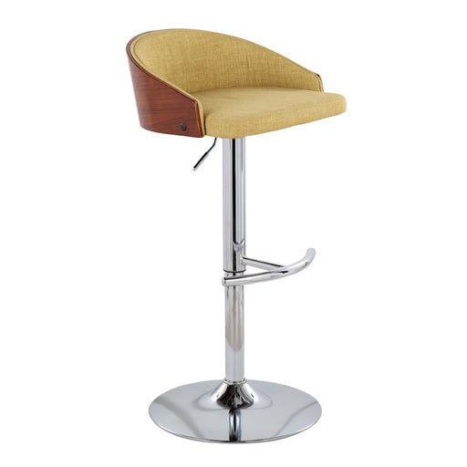 LumiSource Shiraz Adj Barstool, Set/2, Chrome/Walnut/Green