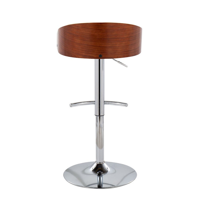 LumiSource Shiraz Adj Barstool, Set/2, Chrome/Walnut/Green