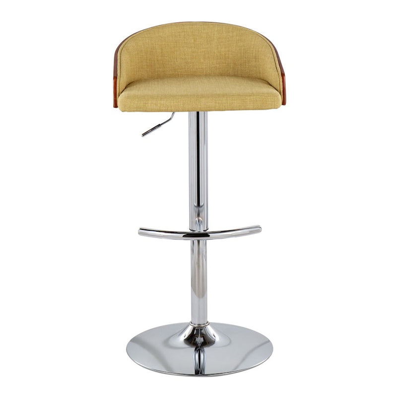 LumiSource Shiraz Adj Barstool, Set/2, Chrome/Walnut/Green