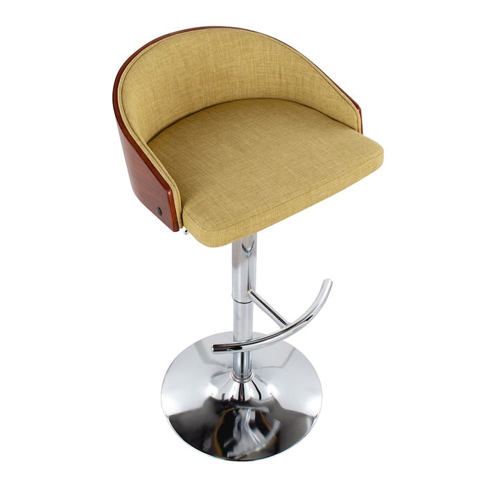 LumiSource Shiraz Adj Barstool, Set/2, Chrome/Walnut/Green