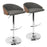 LumiSource Shiraz Adj Barstool, Set/2, Chrome/Walnut/Grey - BS-SHRZ2-SWVRTWLGY2