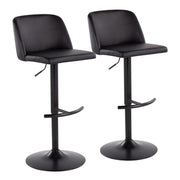 LumiSource Toriano Adjustable Bar Stool, Set of 2, Black- BS-TORIANOPU-RT2BKBK2