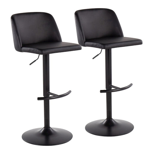 LumiSource Toriano Adjustable Bar Stool, Set of 2, Black- BS-TORIANOPU-RT2BKBK2