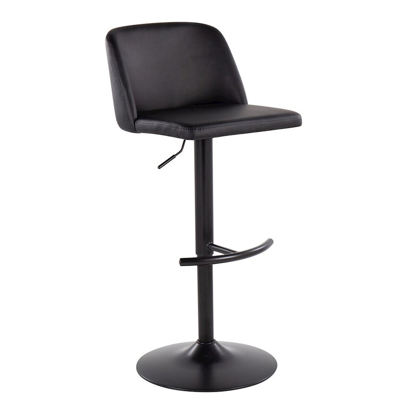 LumiSource Toriano Adjustable Bar Stool, Set of 2, Black- BS-TORIANOPU-RT2BKBK2