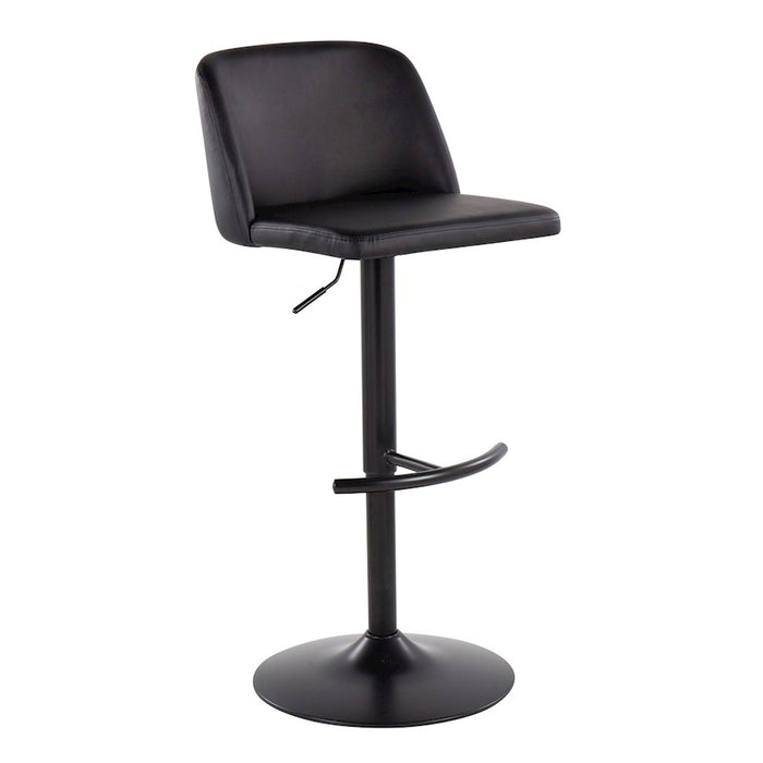 LumiSource Toriano Adjustable Bar Stool, Set of 2, Black- BS-TORIANOPU-RT2BKBK2