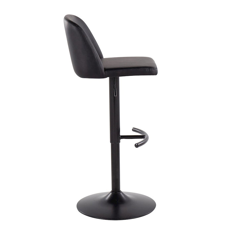 LumiSource Toriano Adjustable Bar Stool, Set of 2, Black- BS-TORIANOPU-RT2BKBK2