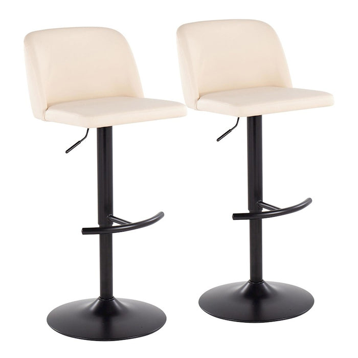 LumiSource Toriano Bar Stool, Set of 2, Black/Cream - BS-TORIANOPU-RT2BKCR2