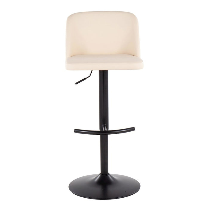 LumiSource Toriano Bar Stool, Set of 2, Black/Cream