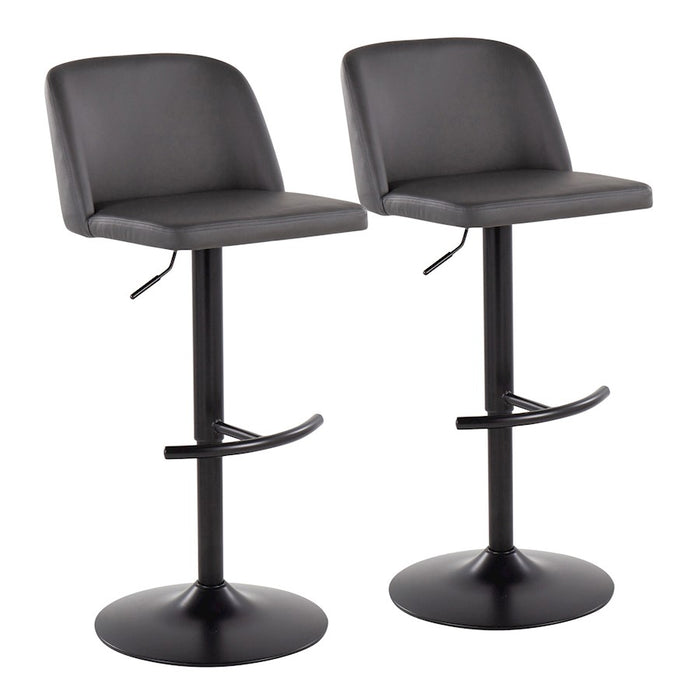 LumiSource Toriano Bar Stool, Set of 2, Black/Grey - BS-TORIANOPU-RT2BKGY2