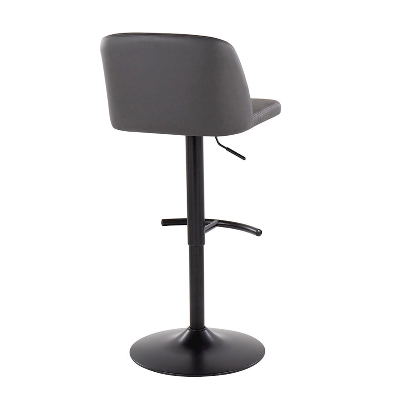 LumiSource Toriano Bar Stool Set of 2 | Black and Grey | Kitchen Counter & Bar Seating | Model BS-TORIANOPU-RT2BKGY2